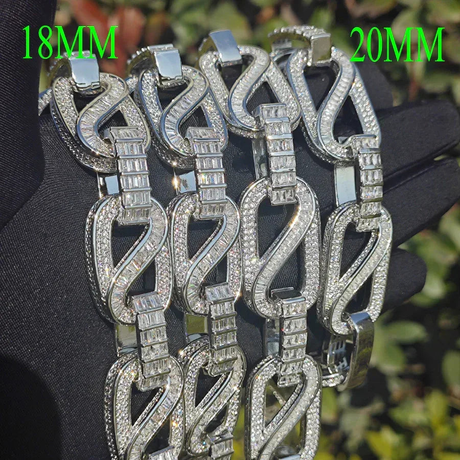 18mm Iced Out T-Shape Mixed Zircon Cuban Chain Necklace - CaratixJewelry
