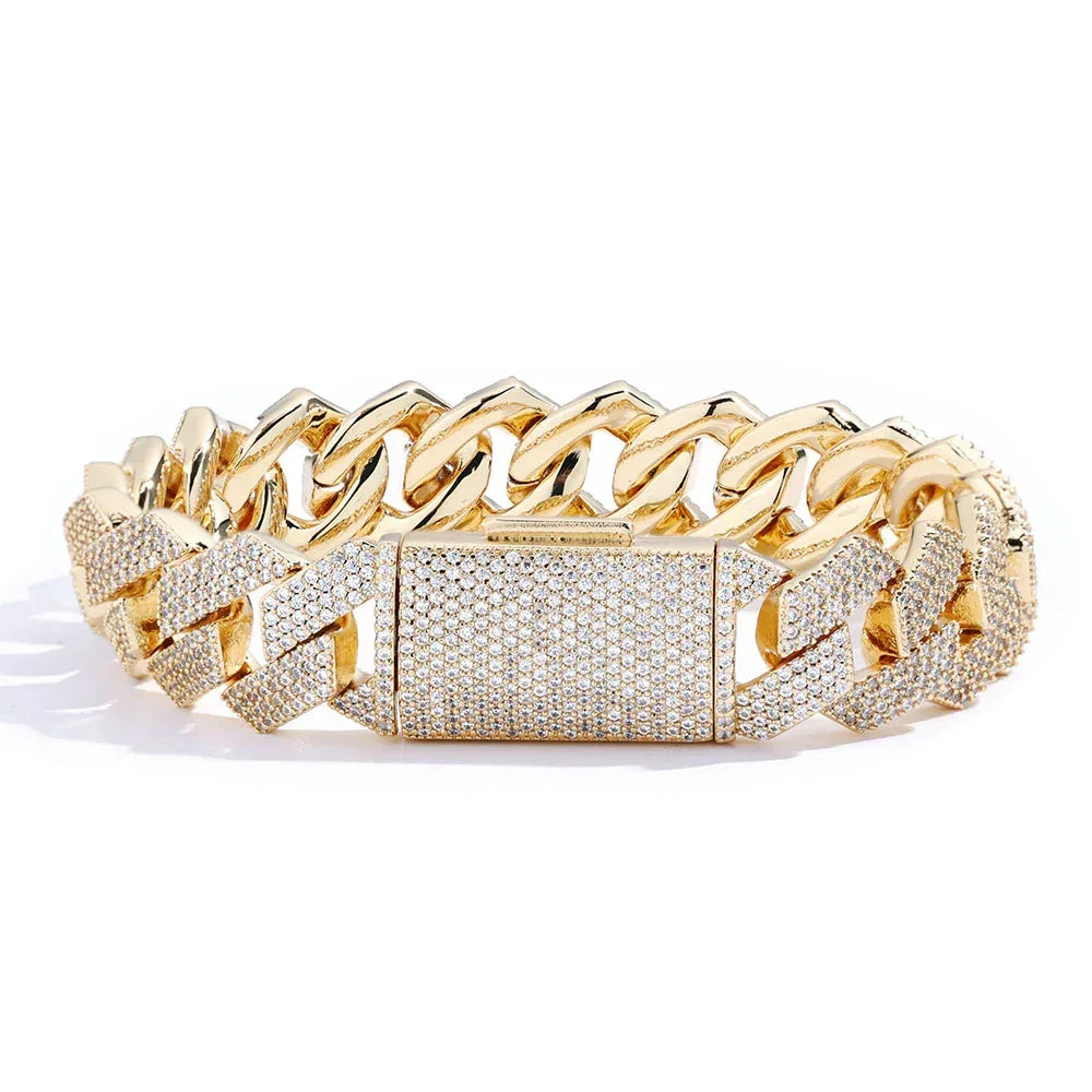 Rapper 15mm S925 Silver CZ Cuban Link Bracelet – Iced Out Chain, Custom Luxury Men’s Jewelry | Caratix Jewelry - CaratixJewelry