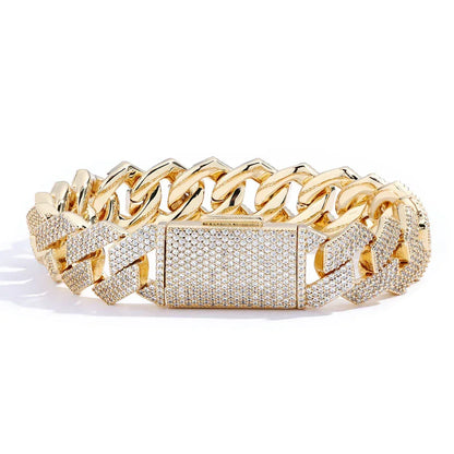Rapper 15mm S925 Silver CZ Cuban Link Bracelet – Iced Out Chain, Custom Luxury Men’s Jewelry | Caratix Jewelry - CaratixJewelry