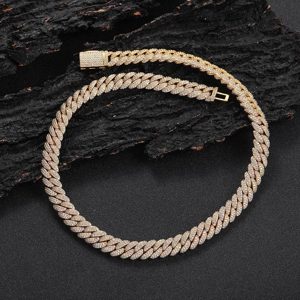 10mm Bubble Cuban Link Moissanite Chain for Men – S925 Sterling Silver Luxury Hip Hop Necklace - CaratixJewelry