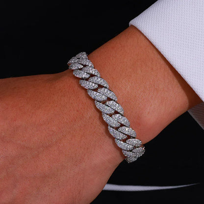13mm Double Row Bubble Cuban Bracelet Iced Out Jewelry | Caratix Jewelry - CaratixJewelry