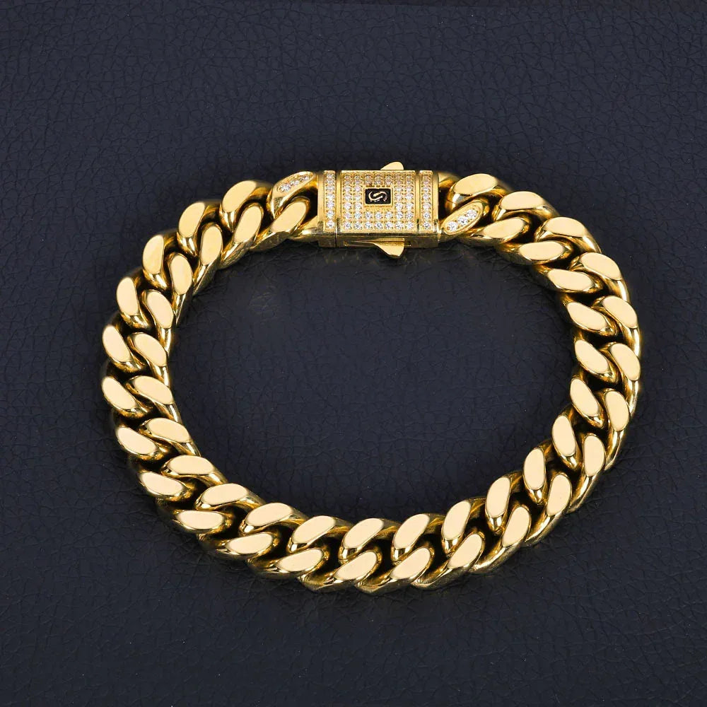 Rapper Iced Out Chain Polished Cuban Link Hip Hop Necklace for Men | Caratix Jewelry - CaratixJewelry