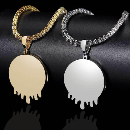 Custom Geometric Water Drop Photo Frame Pendant Necklace with Micro-Pave Zircon Stones | Caratix Jewelry - CaratixJewelry