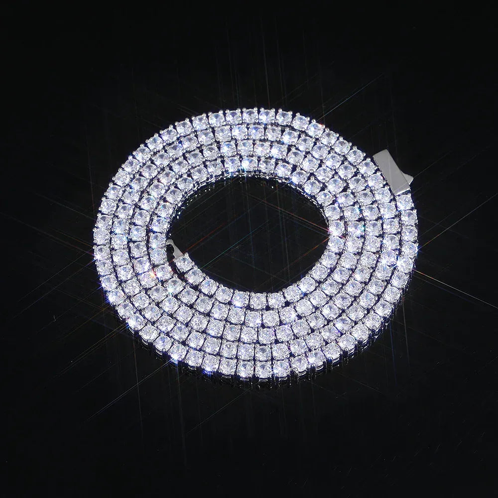 Hip Hop Bling Spring Clasp S925 Silver CZ Tennis Necklace – Luxury Women’s Jewelry | Caratix Jewelry - CaratixJewelry