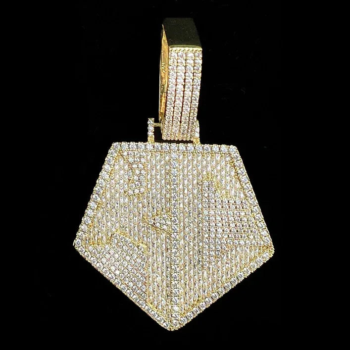 Iced Out "KC" Letters Pendant | Men's Initial / Kansas City Necklace - CaratixJewelry