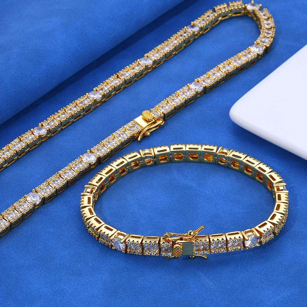 Custom 6mm Mixed-Cut Round & Square Tennis Chain Hip Hop Bling | Caratix - CaratixJewelry