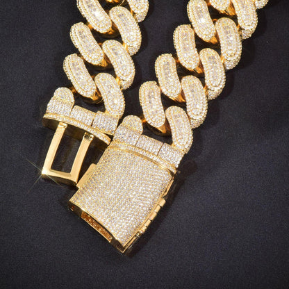 28mm Iced Out T-Shape Cuban Chain Necklace with Slanted Clasp | Unisex Hip Hop Jewelry | Caratix Jewelry - CaratixJewelry