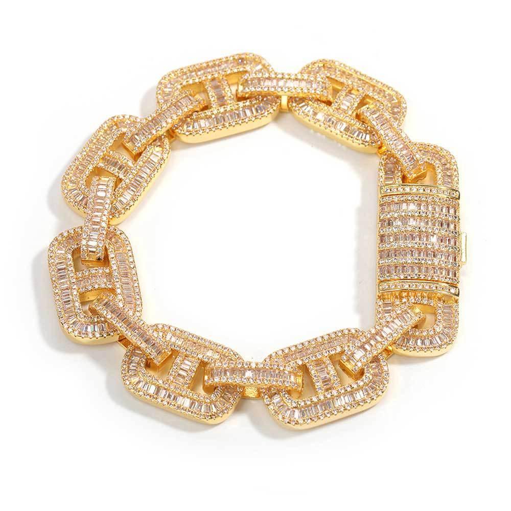 Iced-Out Pig Nose Cuban Link Bracelet with Zircon Hip Hop Jewelry - CaratixJewelry