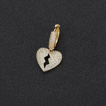 DIY Heartbreak Earrings with Micro-Pave Zircon Stones for Men | Trendy Hip Hop Jewelry | Caratix Jewelry - CaratixJewelry