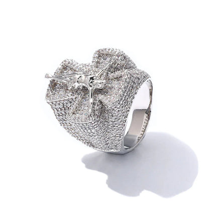 Men's Luxury Iced Out Cross Ring | Sleek Hip Hop Pave Band | Caratix