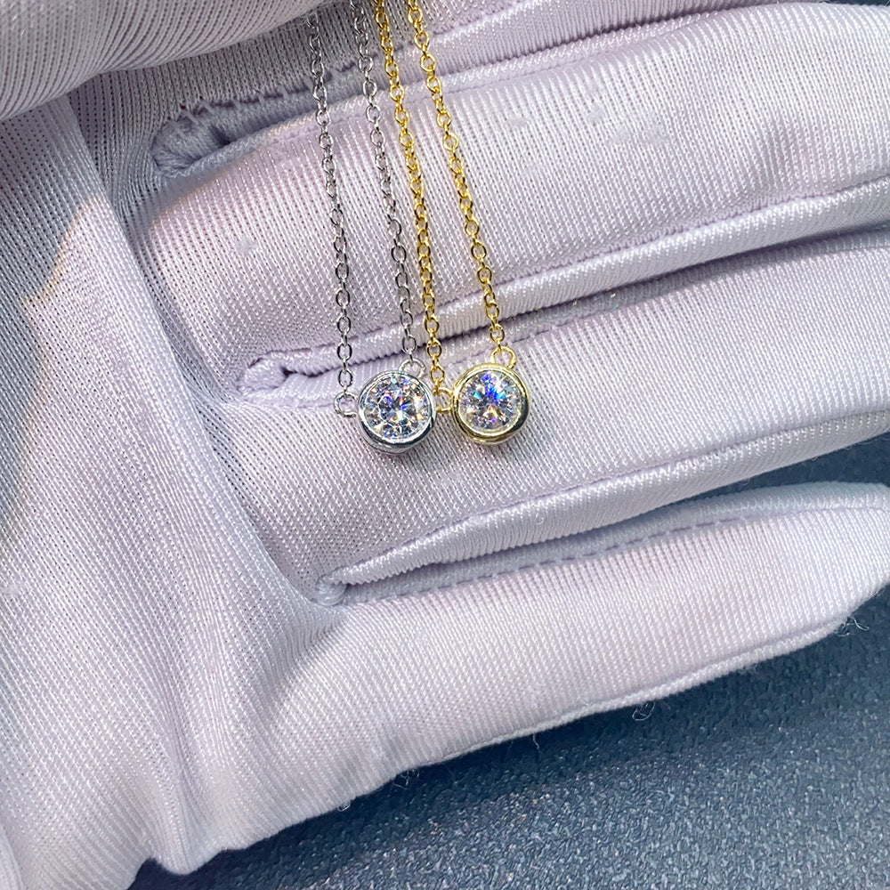 S925 Sterling Silver Bubble Moissanite Necklace | Floating Circle Pendant | Caratix