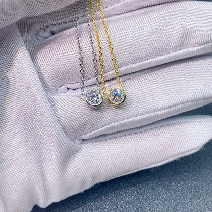 S925 Sterling Silver Bubble Moissanite Necklace | Floating Circle Pendant | Caratix