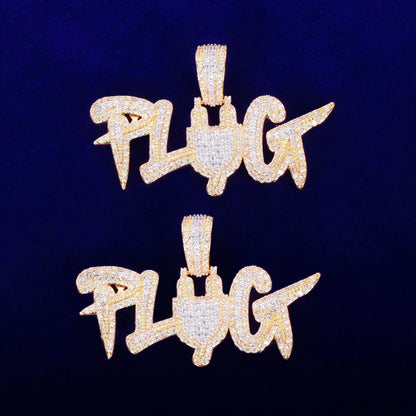 Iced Out "PLUG" Letter Pendant | Men's Hip Hop Word Necklace | Premium Copper CZ Trap Jewelry | The Source Bling | Caratix - CaratixJewelry