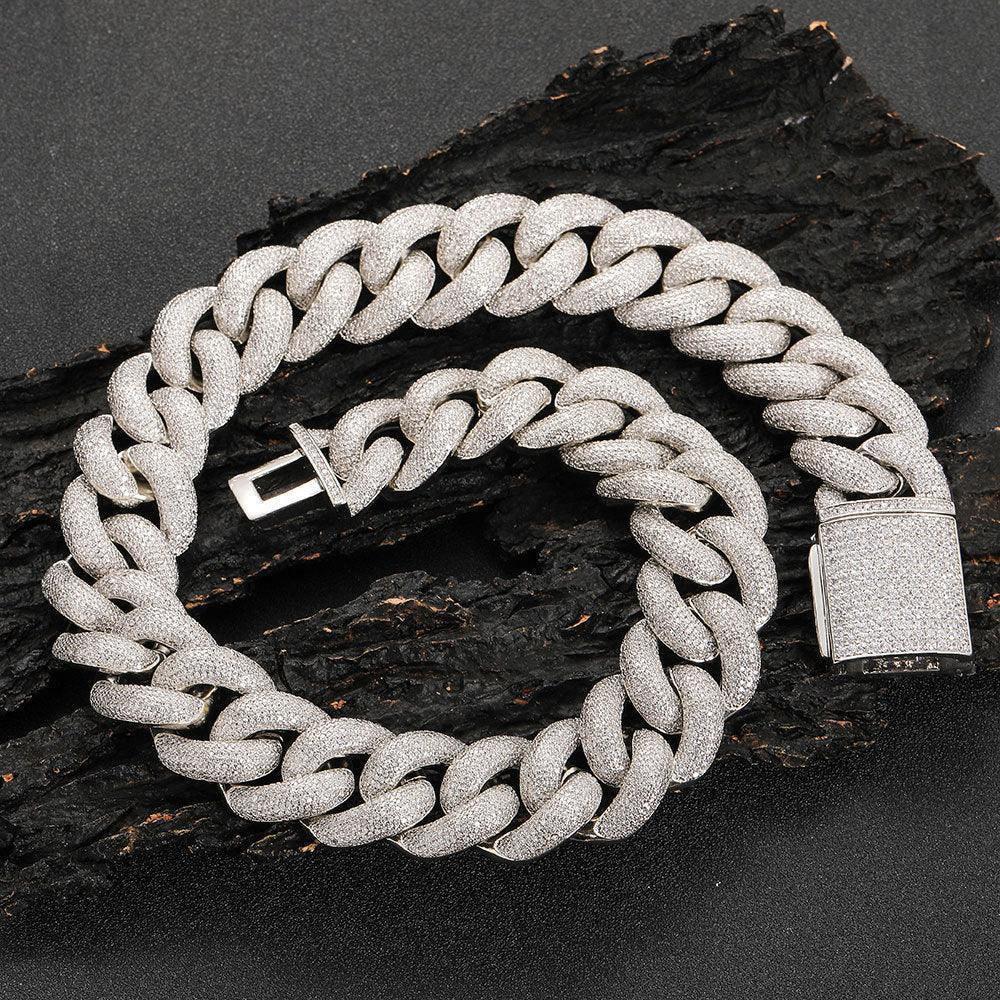 25mm Iced Out Bubble Cuban Chain Necklace Zircon Cuban Link - CaratixJewelry