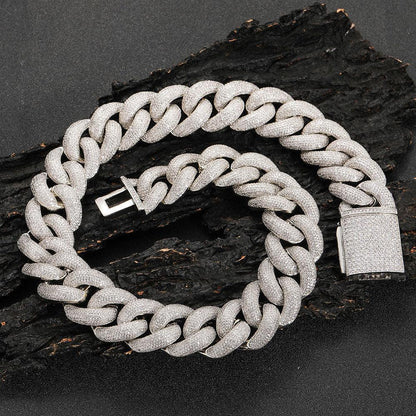 25mm Iced Out Bubble Cuban Chain Necklace Zircon Cuban Link - CaratixJewelry