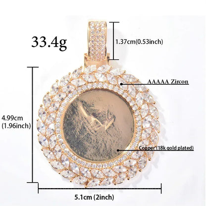 Marquise CZ Photo Pendant Necklace | Iced Out DIY Custom Picture Hip Hop Jewelry - CaratixJewelry