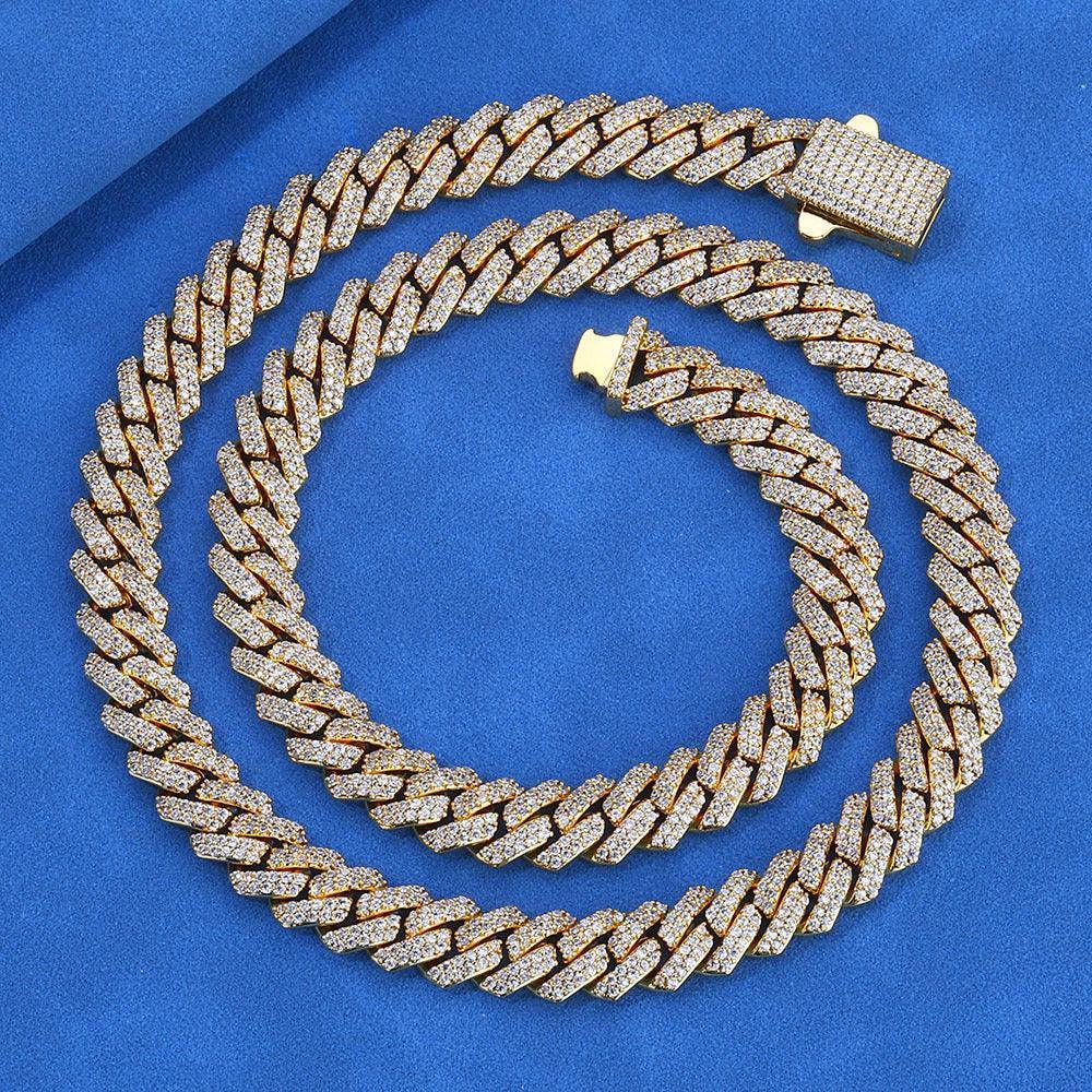 8mm Double-Row Moissanite Cuban Link Chain for Men – S925 Sterling Silver Custom Luxury Hip Hop Necklace - CaratixJewelry