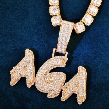 Spiked Script Letter Pendant | Iced Out CZ DIY Initial Hip Hop Necklace - CaratixJewelry