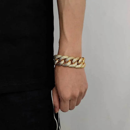 25mm Iced Out Bubble Cuban Bracelet Full Zircon Rapper - CaratixJewelry