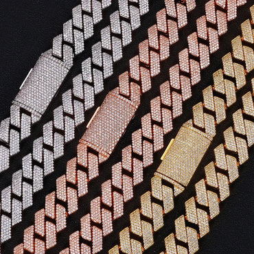 15mm -Cut Moissanite Cuban Link Chain – S925 Sterling Silver Iced-Out Hip Hop Men’s Luxury Streetwear Necklace - CaratixJewelry