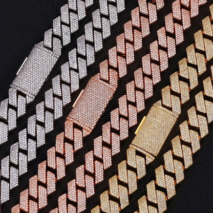 Hip Hop Jewelry 15mm S925 Silver Cuban Link Necklace – 4-Row CZ Pave, Custom Men’s Pendant | Caratix Jewelry - CaratixJewelry