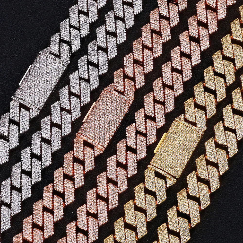 Custom 15mm 4 Row Rhombus Cuban Link Chain Bracelet | Caratix - CaratixJewelry