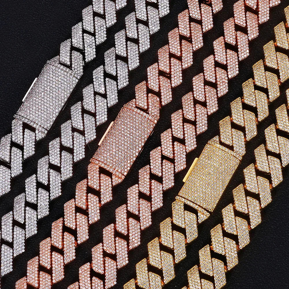 15mm 4-Row Full Zircon Iced Out Cuban Chain Necklace for Men | Caratix Jewelry - CaratixJewelry