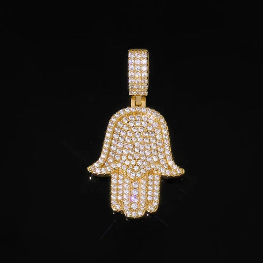 Iced Out Hand of Fatima Pendant Copper Zircon Iced Out Pendants for Men | Caratix Jewelry - CaratixJewelry