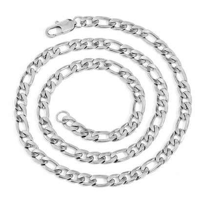 Stainless Steel Figaro Chain Necklace with Box Clasp 18K Gold Plated for Men | Caratix Jewelry - CaratixJewelry