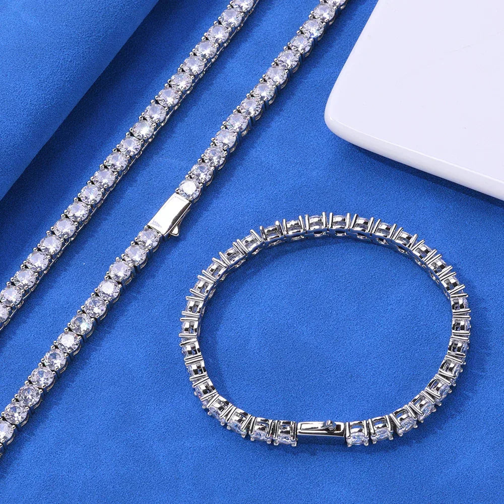 Hip Hop Bling Spring Clasp S925 Silver CZ Tennis Necklace – Luxury Women’s Jewelry | Caratix Jewelry - CaratixJewelry