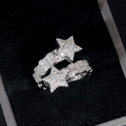Moissanite Star Men’s Ring | S925 Silver Full Iced Out Hip Hop Jewelry - CaratixJewelry