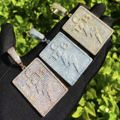 Iced Out TCB Lightning Bolt Dog Tag | Men's "Taking Care of Business" Necklace - CaratixJewelry