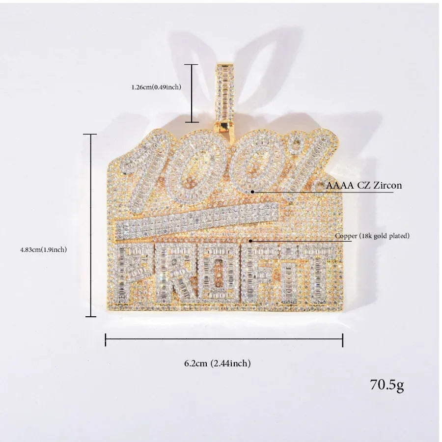 Iced Out 100% Letter Pendant Necklace – Hip Hop CZ Streetwear Jewelry - CaratixJewelry