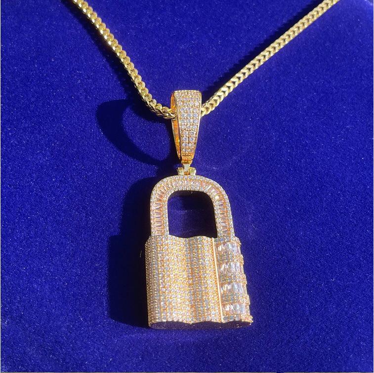 Unisex Minimalist Lock Necklace | Premium Copper CZ Sweet & Cool Accessory - CaratixJewelry