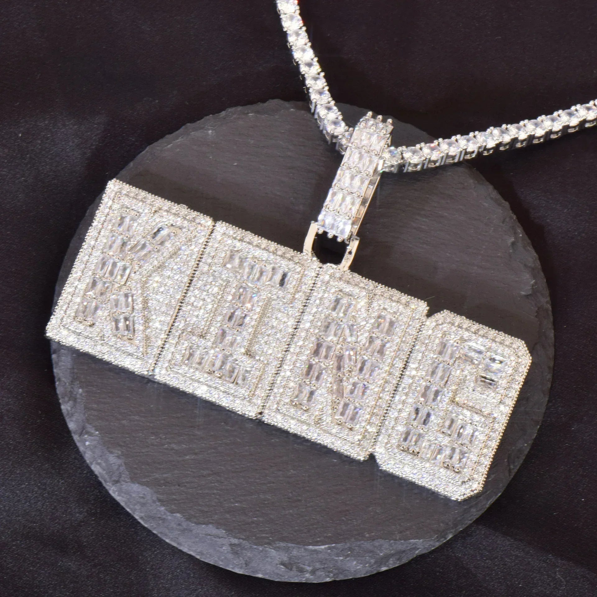 Iced Out Block Letter Pendant | DIY CZ Initial Hip Hop Trendy Necklace - CaratixJewelry