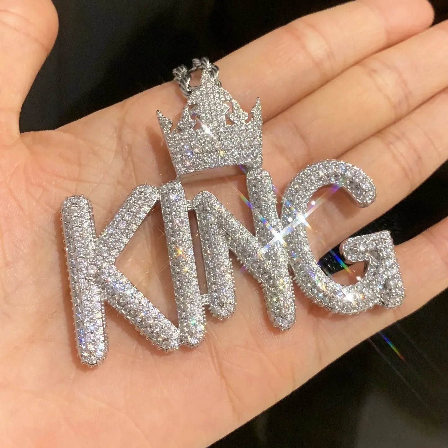 KING Letter Pendant Necklace | Iced Out Hip Hop Streetwear Jewelry - CaratixJewelry
