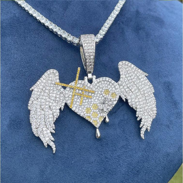Unisex Angel Wings Love Necklace | Premium Copper CZ Freedom Jewelry - CaratixJewelry