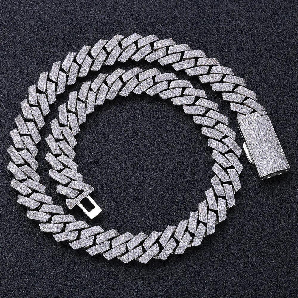 16mm 3-Row Full Zircon Iced Out Cuban Chain Necklace - CaratixJewelry