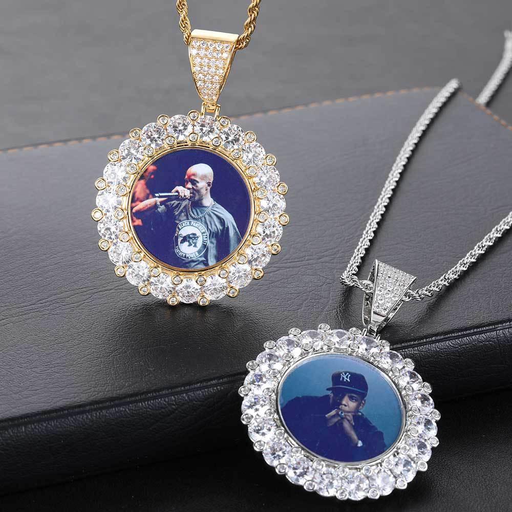 Custom Photo Pendant Iced Out Moissanite Necklace with Micro-Pave Zircon Frame for Men | Caratix Jewelry - CaratixJewelry