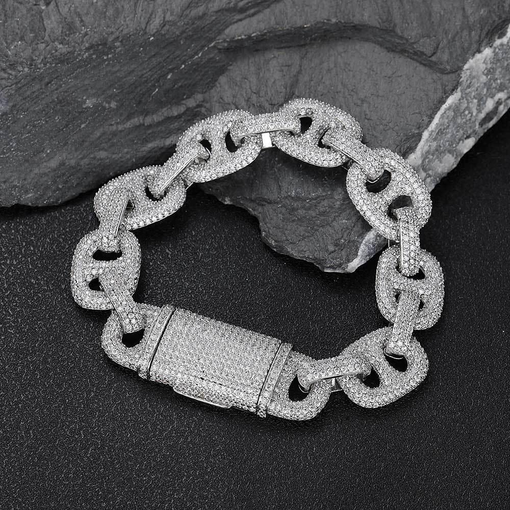 16mm Pig Nose Bubble Cuban Chain Bracelet - CaratixJewelry