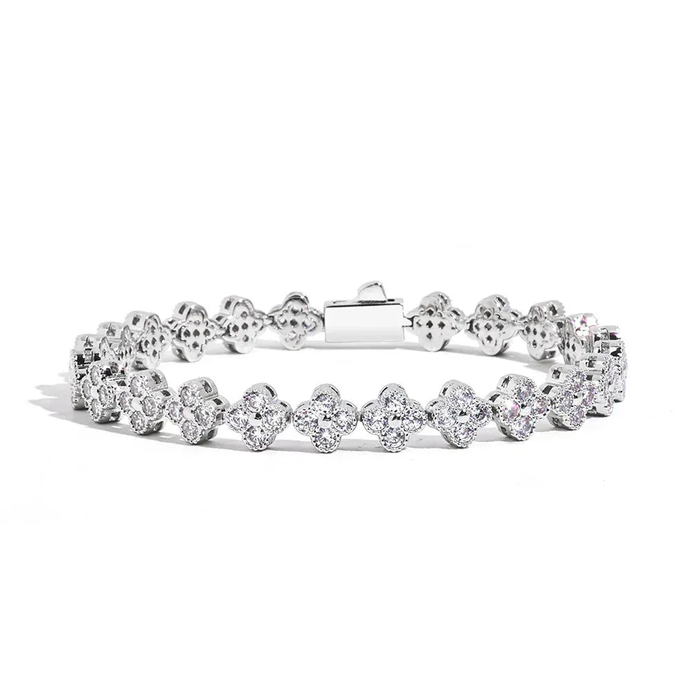 7mm Full Flower Link Bracelet Hip Hop Jewelry Rapper Iced Out Chain for Men | Caratix Jewelry - CaratixJewelry