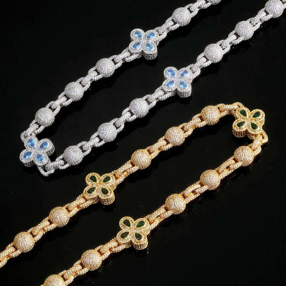 Unisex Full Zircon Clover Ball Chain | Luxury Waist Chain & Pants Link | Iced Out Hip Hop Jewelry | Caratix - CaratixJewelry