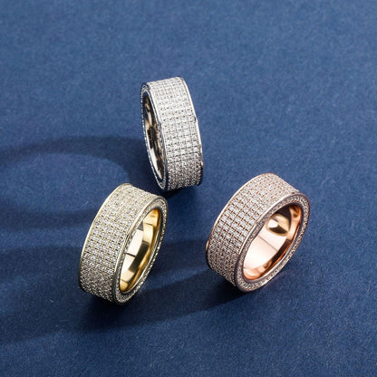 Five-Row Iced Out Band | Unisex Cold Aesthetic Micro-Pave Ring | Caratix