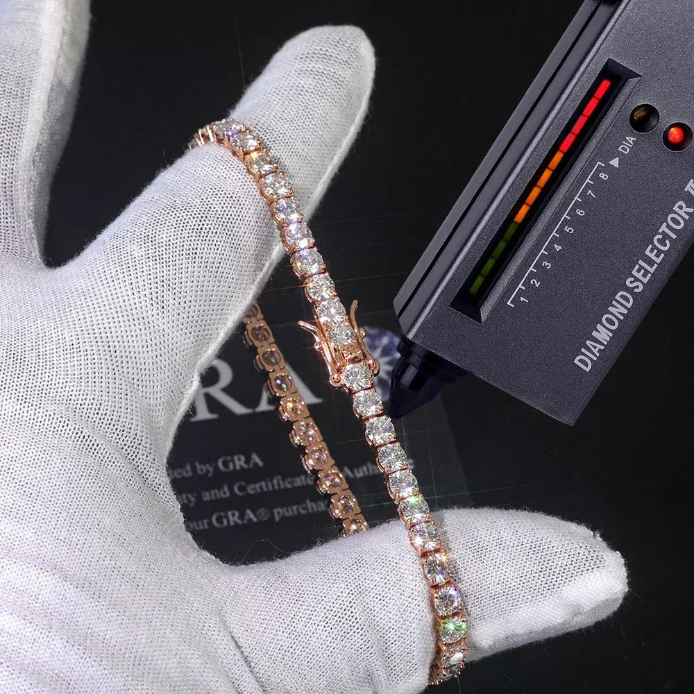 Moissanite Tennis Chain Necklace – S925 Sterling Silver Luxury Hip Hop Jewelry for Men & Women - CaratixJewelry