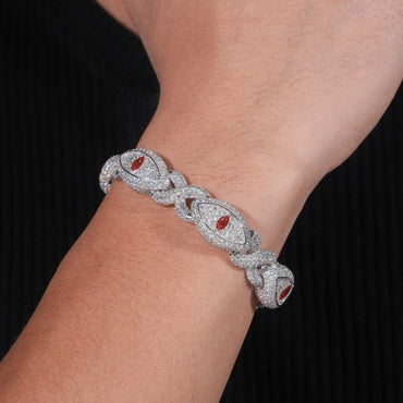 13mm Moissanite Eye Cuban Link Bracelet with Figure-8 Clasp – S925 Sterling Silver Iced-Out Hip Hop Men’s Streetwear Jewelry - CaratixJewelry