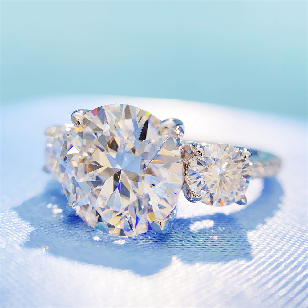 Large 4 Carat Moissanite Ring S925 Silver | 10mm D Color VVS1 Solitaire | Caratix
