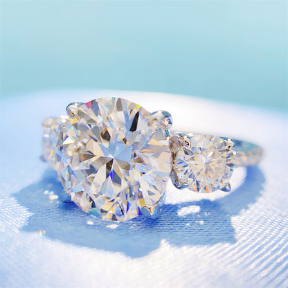 Large 4 Carat Moissanite Ring S925 Silver | 10mm D Color VVS1 Solitaire | Caratix