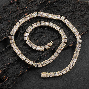 8mm Iced Out Square Chain Zircon Necklace with Flip Lock for Men | Caratix Jewelry - CaratixJewelry