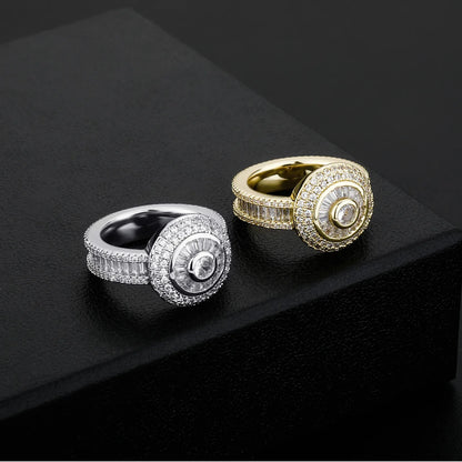 Multi-Cut Round & Baguette Hip Hop Ring | Iced Out Mosaic Band | Caratix