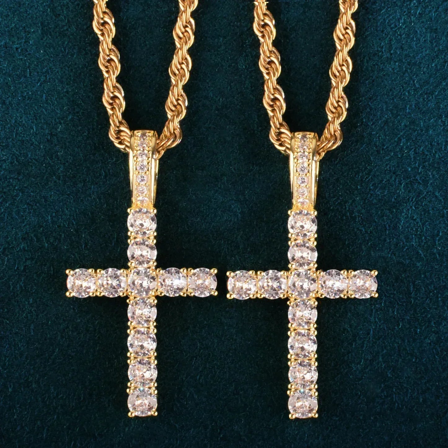 Claw-Set CZ Cross Pendant | Rock Nightclub Men’s Necklace - CaratixJewelry